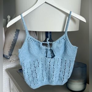 ZARA Blue Crochet Tank Top